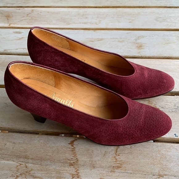 AMALFI BY RANGONI Made in Italy Genuine Leather Maroon Pumps - Picture 2 of 8